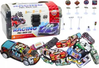 Set lodrash vetura të vogla Leantoys, 25 pjesë, kuti me shenja rrugore, shumëngjyrëshe