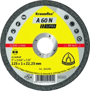 Disk prerës për metal Klingspor A60N Supra, 125mm, 1.0mm