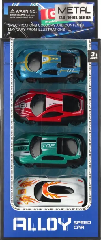 Set lodrash gara Mega Creative Racing Car Set, 4 makina, shumëngjyrësh