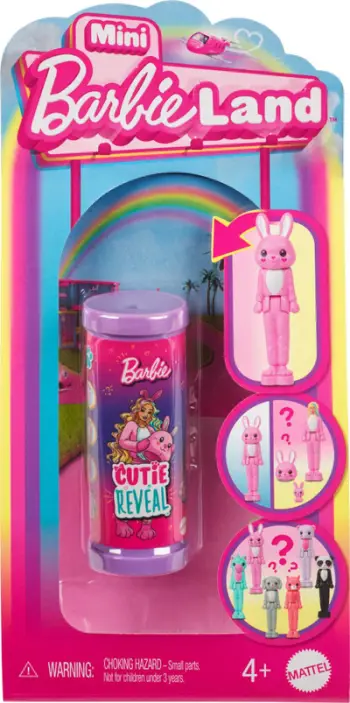 Set lodrash Mattel Barbie Mini Barbieland Cutie Reveal, kukull 1.5", me kafshë shoqëruese, shumëngjyrëshe
