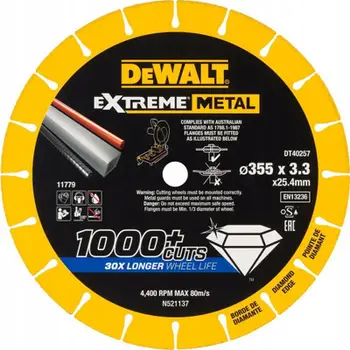Disk prerës metali DeWALT Extreme Metal DT40257, 355mm, 25.4mm, i verdhë
