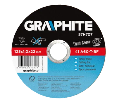 Disk prerës për metal Graphite 57H708, 125mm, 22.2mm, gri - 1
