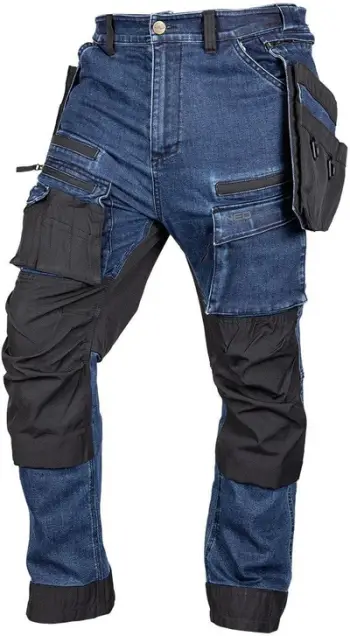 Pantallona pune DENIM, përforcime Cordura, xhepa holster të shkëputshëm, navy blue, XXXL