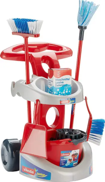 Set lodrash pastrimi Klein Vileda Cleaning Cart, për fëmijë, 53.5cm, e kuqe gri
