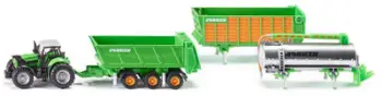 Set lodrash Siku Farmer 1848, traktor Deutz-Fahr me rimorkio Joskin, metal diecast, jeshil