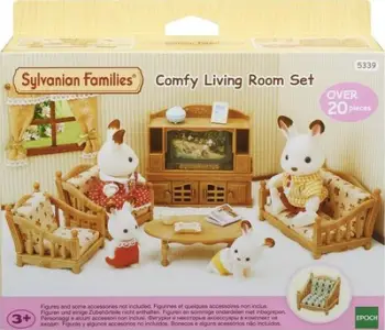 Set lodrash Sylvanian Families Comfy Living Room 5338 Children's Bedroom, me figura dhe mobilje, shumëngjyrësh