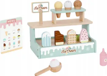Set loje akulloreje Tooky Toy Ice Cream Shop, prej druri, për fëmijë 3+