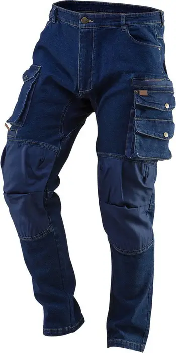 Pantallona pune Neo Work Denim, përforcime në gjunjë, masa M, blu xhins