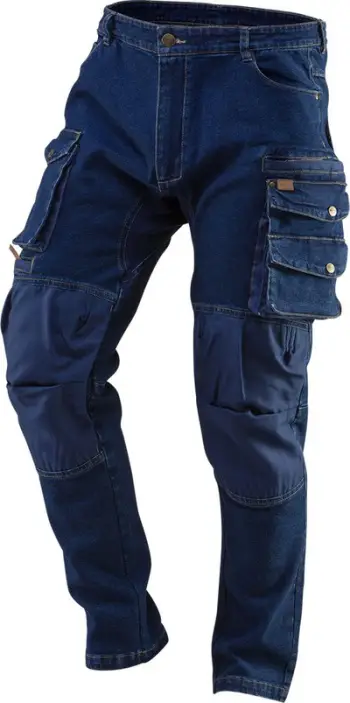 Pantallona pune Neo Work Denim, përforcime në gjunjë, madhësia XL, blu