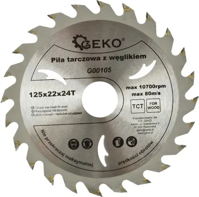 Disk sharre rrethore GEKO 125x22 mm, 24 dhëmbë, për dru - 1