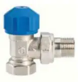 Valvul termostatike këndore radiator Qik, 1/2", para‑rregullim, e argjendtë