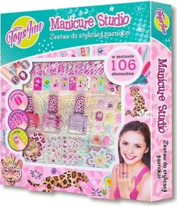 Set manikyr për fëmijë Puzzle Manicure Studio Panther STnux, 3 llakë thonjsh, me stickers, shumëngjyrësh