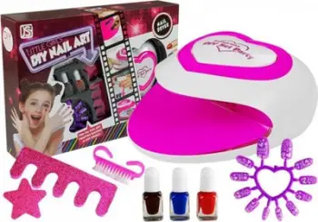 Set manikyri për fëmijë Beauty Salon, llakë shumëngjyrëshe, tharëse thonjsh, rozë