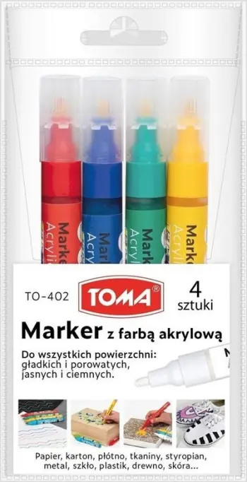 Set markera akrilikë Hobby Line, 12 ngjyra, majë 2.5 mm, shumëngjyrëshe
