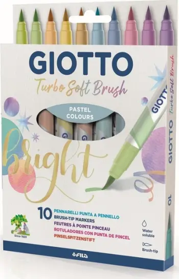 Set markera Giotto Turbo Soft Brush Pastel, majë furçe, 10 copë, shumëngjyrëshe