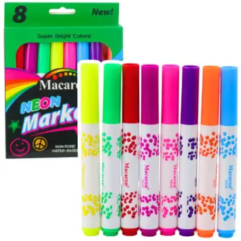 Set markera neon për shkollë Neon, me bazë uji, 8 copë, shumëngjyrëshe