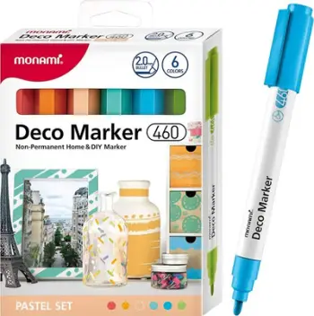 Set markera Monami Deco Marker 460 Pastel, pigment uji, majë 2 mm, ngjyra pastel