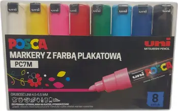 Set markera Uni Posca PC-7M, 8 ngjyra, majë e rrumbullakët, shumëngjyrësh