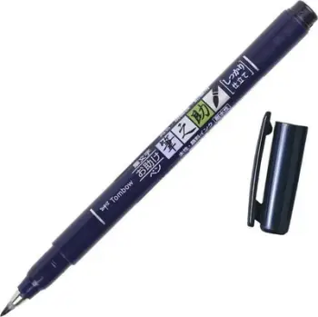 Set markerë brush Tombow Fudenosuke, 6 copë, majë e fortë, të zinj