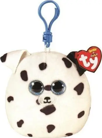 Varëse çelësash lodër pelushi TY Mini Beanie Squishies Squish a Boos FETCH, 3", qen Dalmatian, shumëngjyrëshe