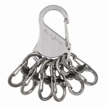 Varëse çelësash Nite Ize KeyRack Locker KLK-11-R3, 6 karabina MicroLock, çelik inox, argjendtë