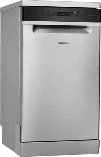 Lavastovilje Whirlpool WSFO 3T223 PC X, 45cm, 10 sete, inoks me detaje të zeza