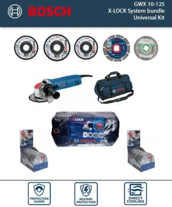 Set mulli këndor Bosch GWX 10-125 X-LOCK, 125mm, 7 disqe, me çantë