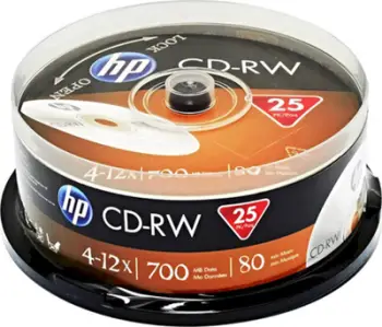 Disqe CD-RW Hewlett Packard, 700MB, 4-12x, 25 copë
