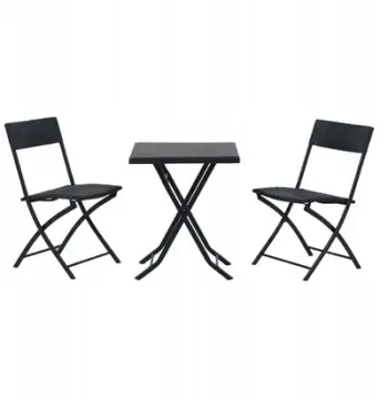 Set mobiljesh kopshti Extralink Black Forest L-0201P, tavolinë 58cm, 2 karrige palosëse, i zi