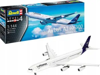 Set modelimi Revell Airbus A340 300 Lufthansa, 1:144, plastik, shumëngjyrësh