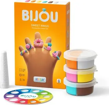 Set modelimi Hey Clay Bijou Rings Sweets Tm Toys, 3 pako, shumëngjyrësh