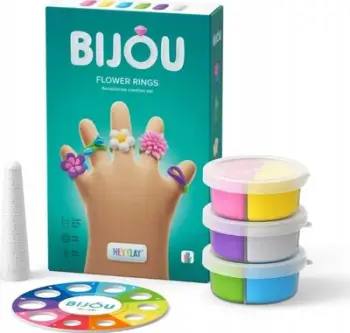 Set modelues Hey Clay Bijou Rings Flowers Tm Toys, 5 unaza, 6 ngjyra