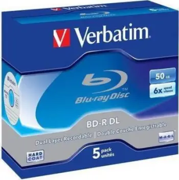 Disqe ruajtëse Verbatim BD-R DL, 50GB, 5 copa, blu