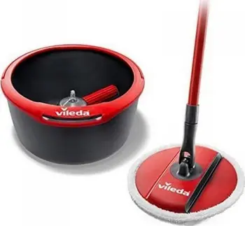 Set mop me kovë Vileda Spin and Clean, sistem rrotullues, mikrofibër, i kuq