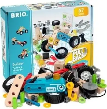Set ndërtimi Brio Builder Set with Pull Back Motor, 67 pjesë, shumëngjyrëshe