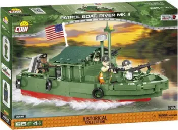 Set ndërtimi Cobi Bricks Vietnam War Patrol Boat River, 615 tulla, shkallë 1:35, shumëngjyrësh