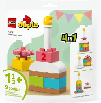 Set ndërtimi LEGO DUPLO 30712 Celebration Cake, 9 pjesë, 1.5+ vjeç, shumëngjyrësh