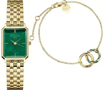 Set Orë dhe byzylyk për femra Rosefield The Octagon XS Emerald OEGED-X288