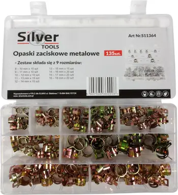 Set opinga metalike SilverTools S11364, 135 copë, me organizer, shumëngjyrëshe