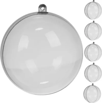 Set ornamente RUHHY, 5 toptha akrilikë 10cm, transparentë - 1