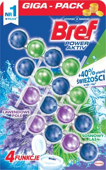 Varëse WC Bref Power Aktiv, set 4 copë, aromë pishë dhe livandë