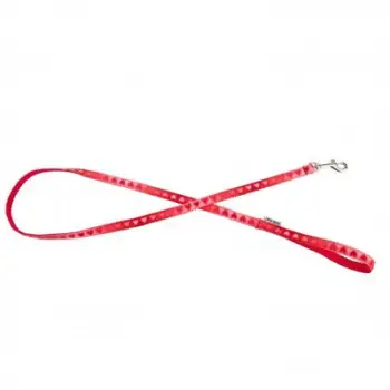 Leash për qen Dino Simple Love Heart, 16mm, 120cm, i kuq me zemra