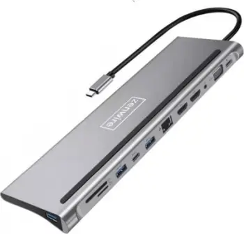 Dock USB C 12in1, 2x HDMI 4K, Ethernet RJ45, gri