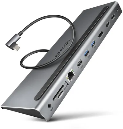 Docking Station AXAGON HMC-4KX3 USB-C 5GBPS TRIPLE 4K DISPLAY 11IN1, 40cm - 1