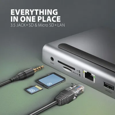 Docking Station AXAGON HMC-4KX3 USB-C 5GBPS TRIPLE 4K DISPLAY 11IN1, 40cm - 7