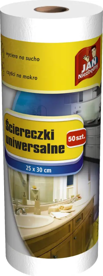 Lecka pastrimi JAN Niezbędny White, në rul, 50 copë, të bardha