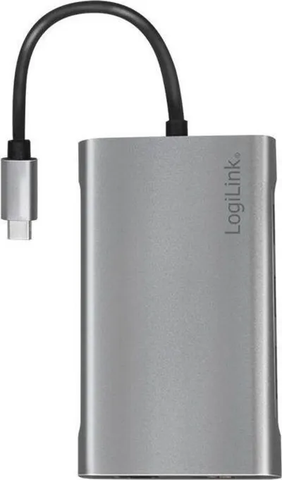 Docking station LogiLink UA0383, USB C 10 in 1, Power Delivery, argjendtë - 1