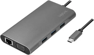 Docking station LogiLink UA0383, USB C 10 in 1, Power Delivery, argjendtë - 2