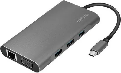 Docking station LogiLink UA0383, USB C 10 in 1, Power Delivery, argjendtë - 5