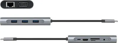 Docking station LogiLink UA0383, USB C 10 in 1, Power Delivery, argjendtë - 6